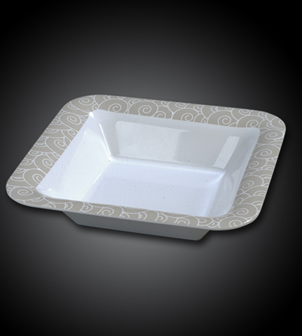 Tan Waves Collection Square Bowl 14" Sq.